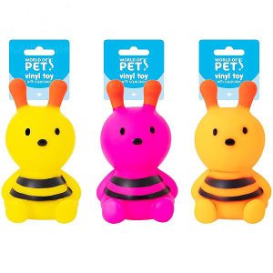 World Of Pets Squeaky Vinyl Bee Dog Toy