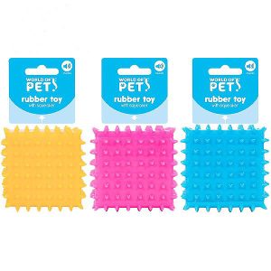 World Of Pets Squeaky Rubber Cube Dog Toy 6cm