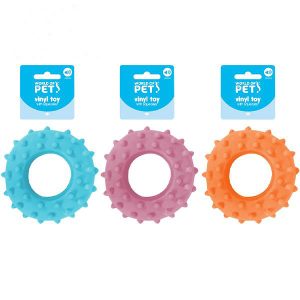 World Of Pets Squeaky Vinyl Spiky Ring Toy 12.5cm