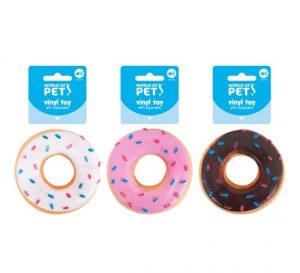 World Of Pets Squeaky Vinyl Donut Dog Toy 9cm
