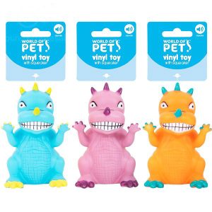 World Of Pets Squeaky Vinyl Dinosaur Dog Toy