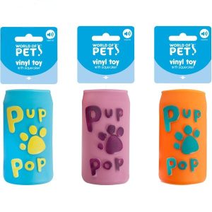 World Of Pets Squeaky Vinyl Soda Can Dog Toy