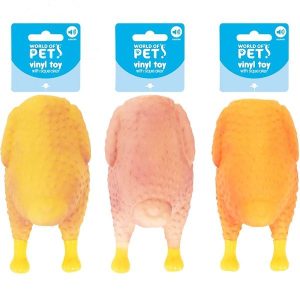 World Of Pets Squeaky Vinyl Roast Chicken Dog Toy