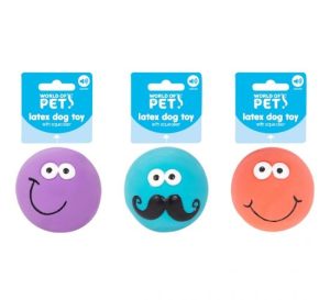World Of Pets Fun Face Latex Ball Dog Toy