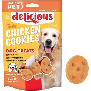 World Of Pets Chicken Cookies Dog Treats 80g Pack of 10