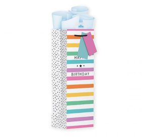 Giftmaker Happy Birthday Stripes Gift Bag Bottle