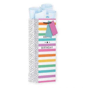 Giftmaker Happy Birthday Stripes Gift Bag Bottle