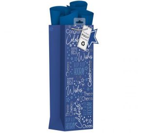 Giftmaker Blue Text Celebration Gift Bag Bottle