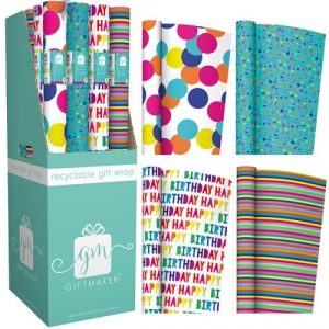 Giftmaker Recyclable Brights Happy Birthday Gift Wrap