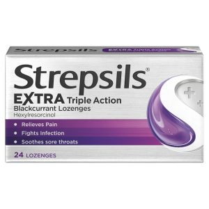 Strepsils Extra Triple Action Blackcurrant Lozenges Pack Of 24