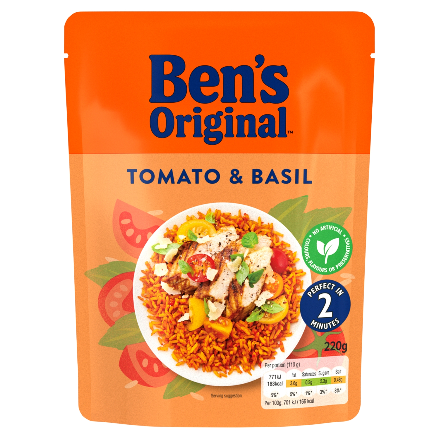 Bens Original Tomato And Basil Flavoured Microwave Rice 220g
