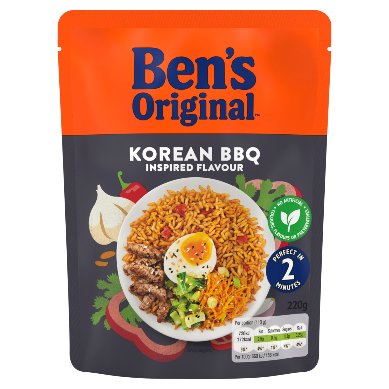 Bens Original Korean Bbq Flavoured Microwave Rice 220g