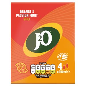 J2O Orange & Passion Fruit Cans 4 x 250ml