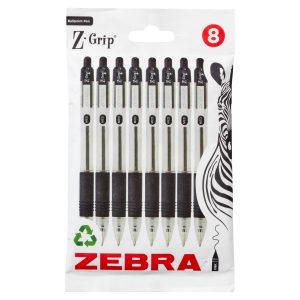Zebra Grip Ballpoint Black Ink Pack Of 8