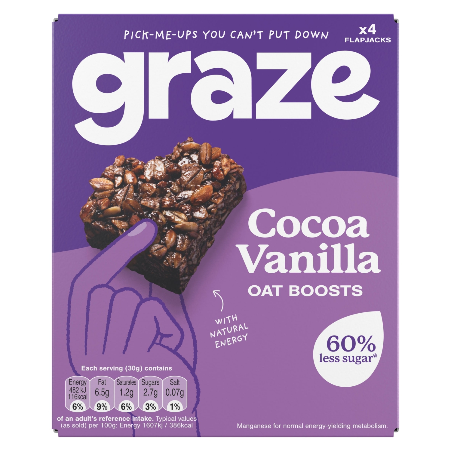 Graze Protein Bites Cocoa Vanilla Oat Squares 4 x 30g