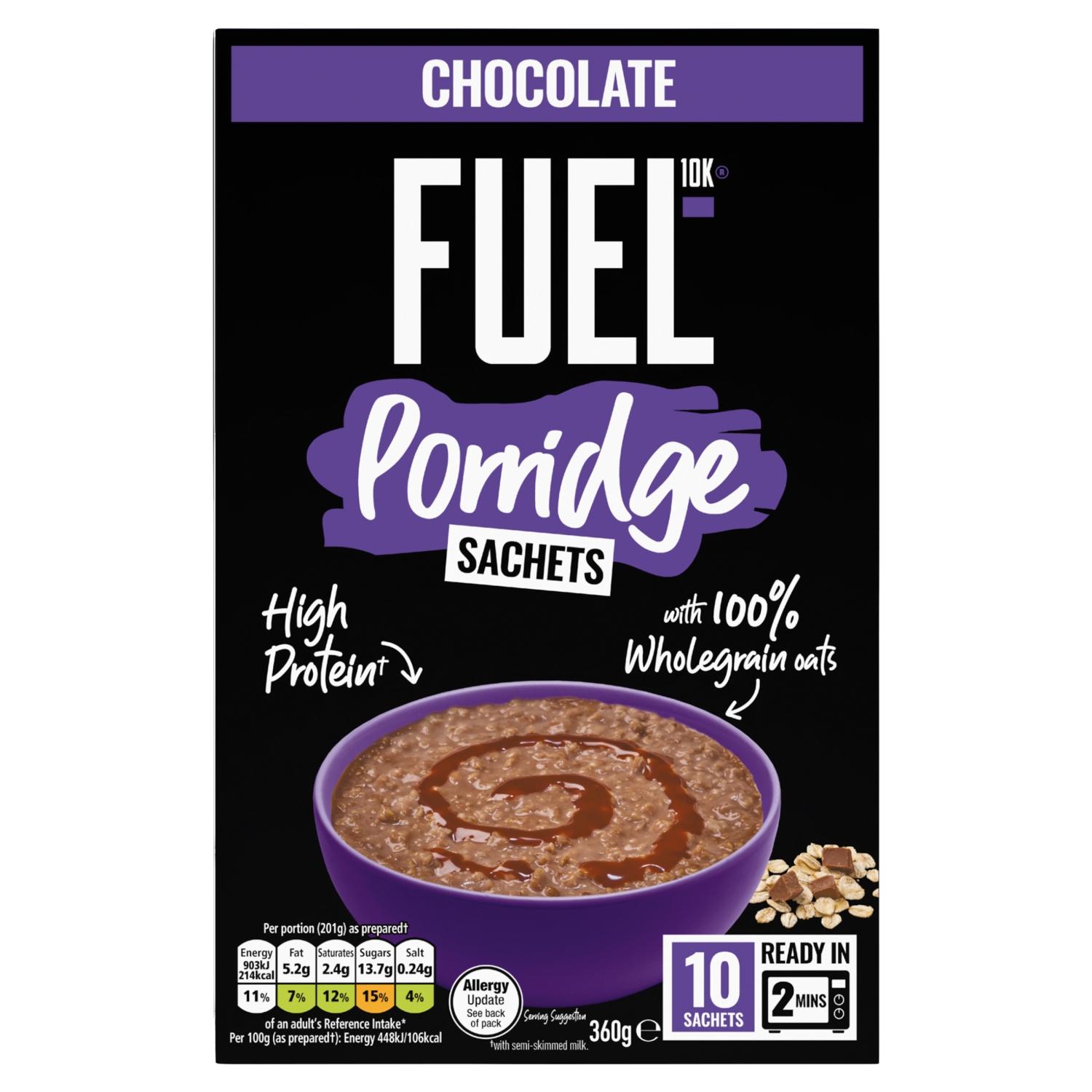 Fuel 10k Porridge Sachets Chocolate 10 x 36g