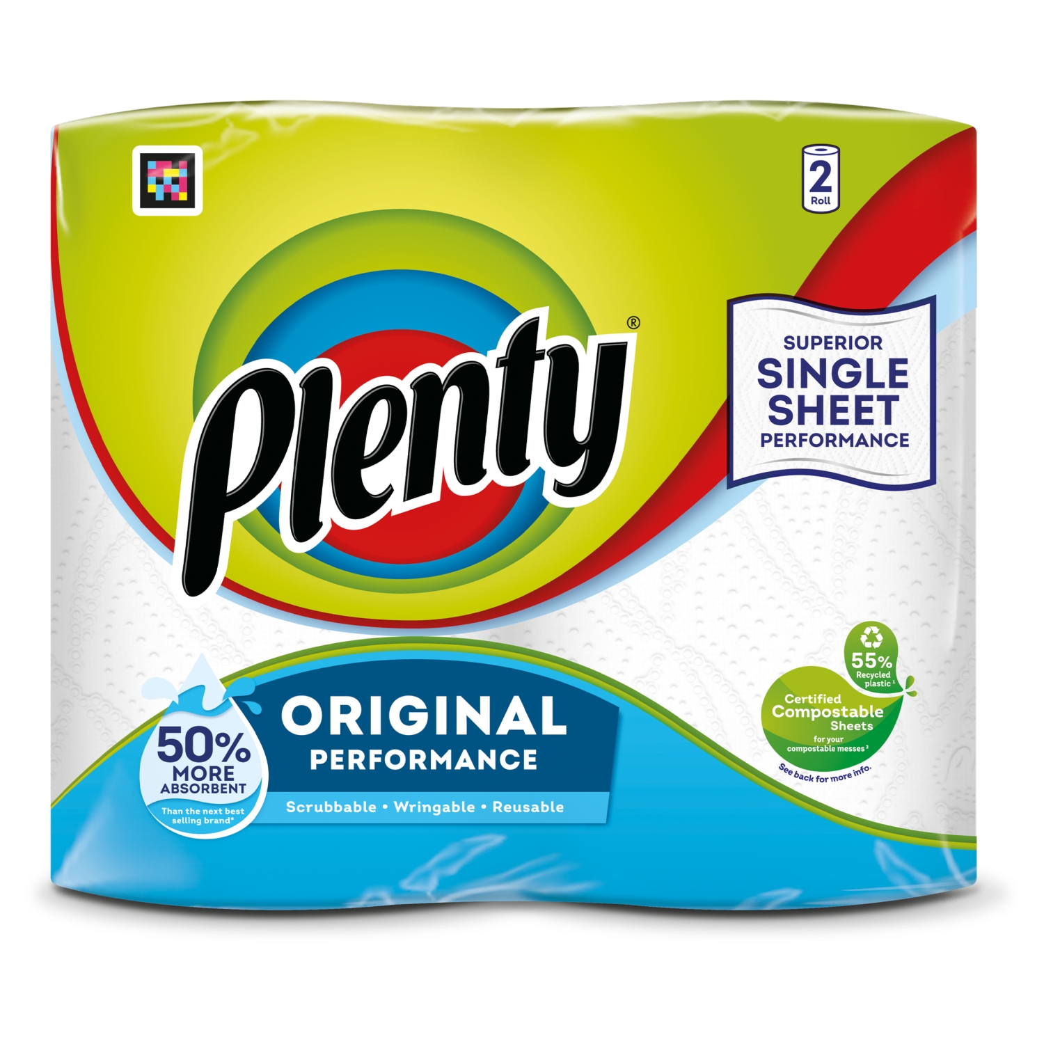 Plenty White Kitchen Towel 2 Rolls