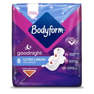 Bodyform Cour-V Ultra Night Sanitary Towels Wings Pack Of 8