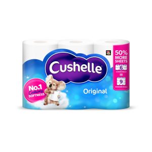 Cushelle Original Toilet Tissue 6 = 9 Regular Rolls