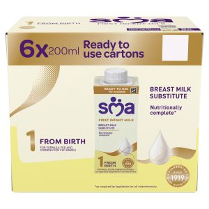 SMA Pro First Baby Milk Liquid Ready To Feed Stage 1 6 X 200ml