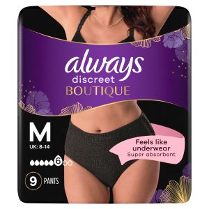 Always Discreet Boutique Pants Plus Medium Black Pack Of 9