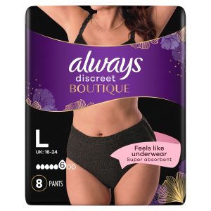 Always Discreet Boutique Pants Plus Large Black Pack Of 8