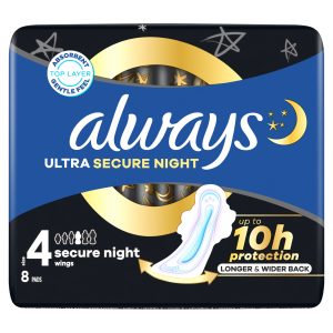 Always Ultra Secure Night With Wings Size 4 Pack Of 8