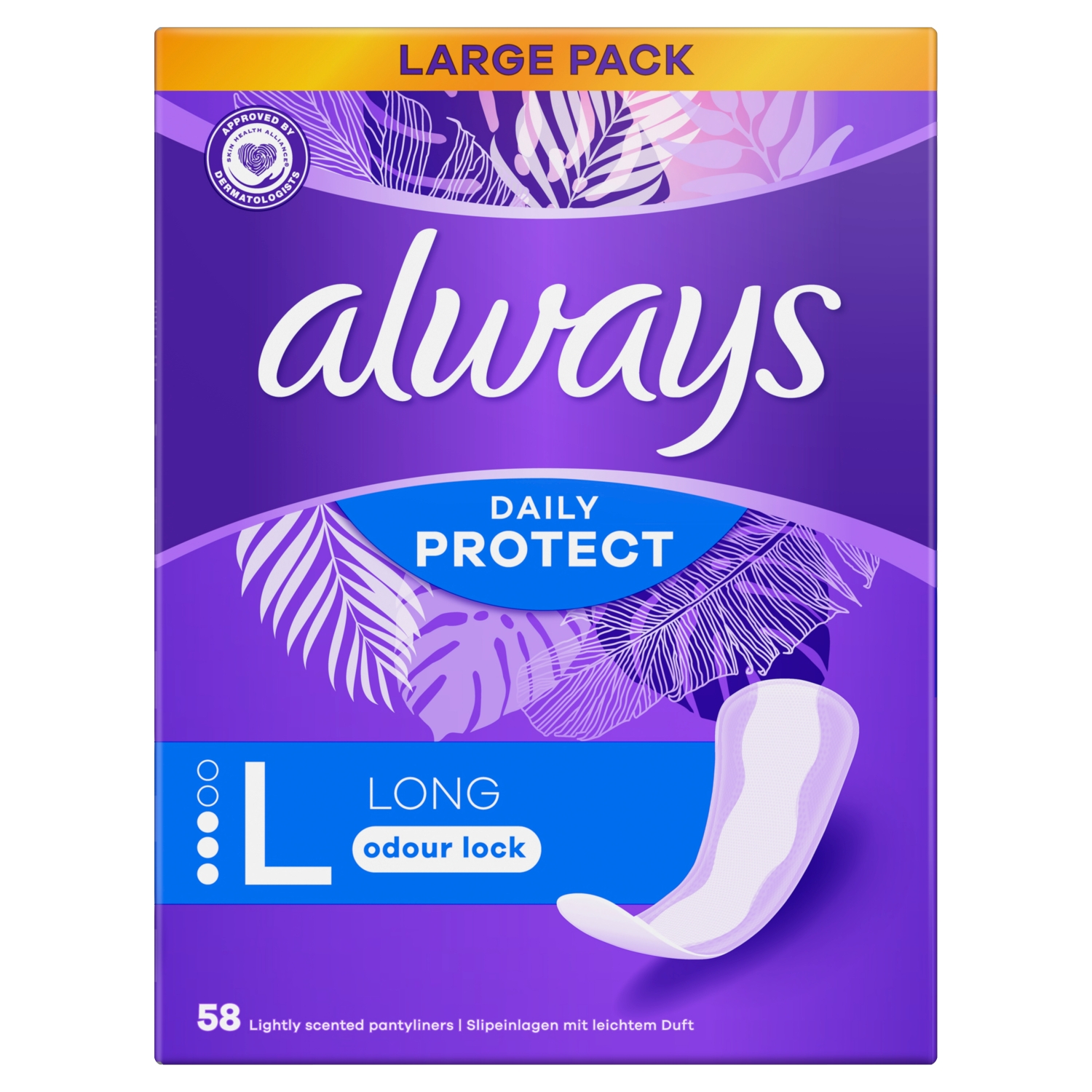 Always Dailies Panty Liners Long Unscented Pack Of 58