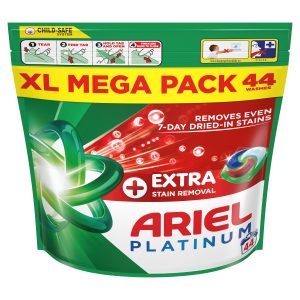 Ariel + Platinum Extra Stain Removal All In 1 Pods XL Pack Of 44 Washes