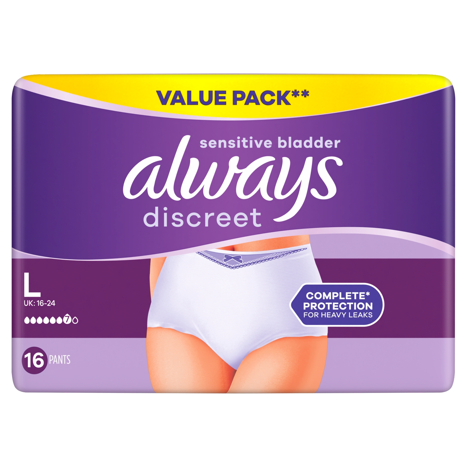 Always Discreet Heavy Adult Incontinence Pants Plus Large 16ct Csx2