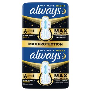 Always Sanitary Towels Ultimate Night With Wings Size 6 Pack Of 12