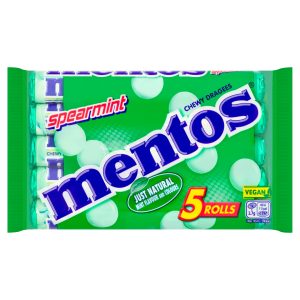 Mentos Chewy Dragees Spearmint Rolls 5 X 38g