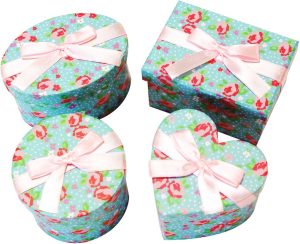 SET OF 4 CUTE GIFT BOXES FLOWERS WITH RIBBON