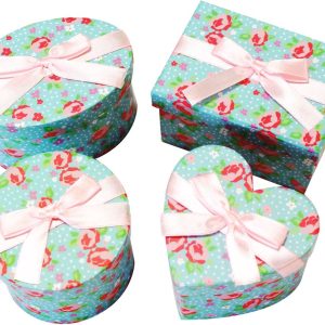 SET OF 4 CUTE GIFT BOXES FLOWERS WITH RIBBON