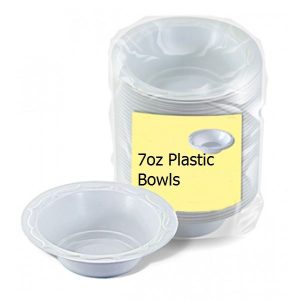 PACK OF 100 PLASTIC BOWLS 7OZ