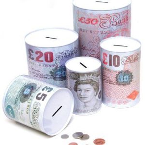 LARGE 220MM X 155MM STERLING MONEY TIN STERLING MONEY BOX LARGE MONEY SAVING TIN