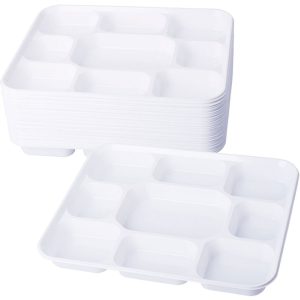 HEAVY DUTY 9 COMPARTMENT SQUARE PLASTIC DINNER PLATES - 50PC