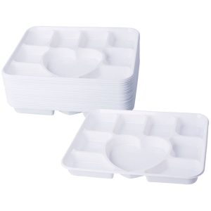 50PC DELUXE HEAVY DUTY 9 COMP HEART PLASTIC PLATE