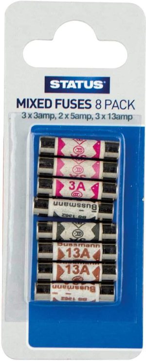 STATUS MIXED 3 A 5 A 13 A PLUG FUSES Pack Of 8