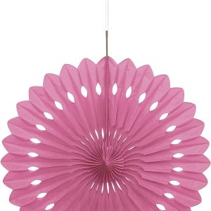 UNIQUE PARTY TISSUE PAPER FAN DECORATION 40CM - HOT PINK