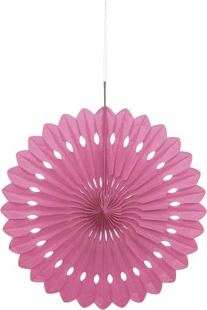 UNIQUE PARTY TISSUE PAPER FAN DECORATION 40CM - HOT PINK
