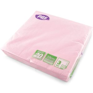 PPS NAPKINS 3 PLY 33CM X 33CM Pack Of 20 - PINK