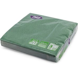 PPS NAPKINS 3 PLY 33CM X 33CM Pack Of 20- GREEN