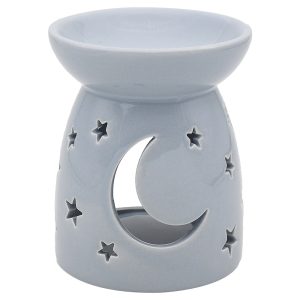 LEONARDO GREY CERAMIC MOONS & STARS WAX MELT/OIL BURNER