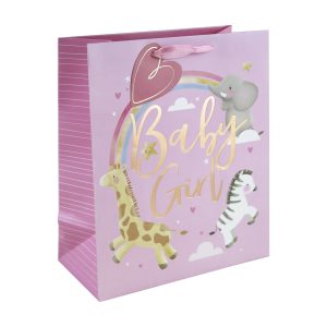 EUROWRAP BABY GIRL LARGE GIFT BAG APX 27 X 33 X 14 CM