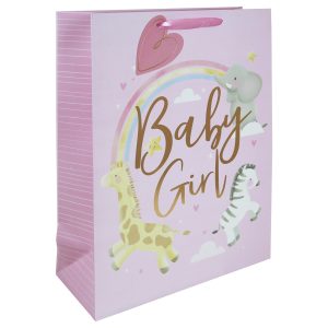 EUROWRAP BABY GIRL EXTRA LARGE GIFT BAG APX 45 X 33 X 15 CM