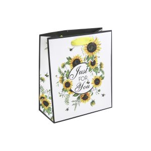 EUROWRAP SUNFLOWER BEES MEDIUM GIFT BAG APX 22 X 10 X 25 CM