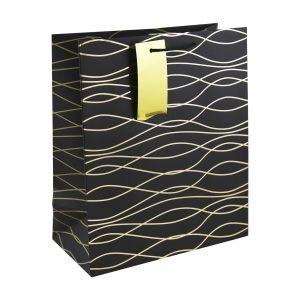 EUROWRAP BLACK GEOMETRIC LARGE GIFT BAG APX 27 X 33 X 14 CM