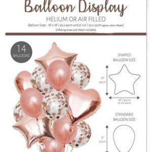 EUROWRAP 14 PIECE BALLOON SET ROSE GOLD APX 45 X 45 CM