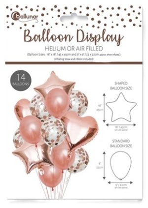 EUROWRAP 14 PIECE BALLOON SET ROSE GOLD APX 45 X 45 CM
